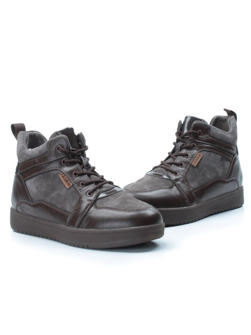 04-PA-18Z BROWN Ботинки зимние женские (натуральная замша и кожа, шерсть)