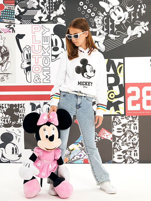 Kap??onlu Mickey Mouse Bask?l? Uzun Kollu K?z ?ocuk Sweatshirt - Waikiki фото 3