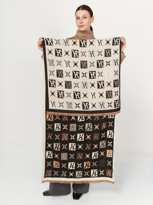 в составе ШЕРСТЬ и КАШЕМИР Большой, мягкий, теплый  двусторонний палантин - Tantino фото 2