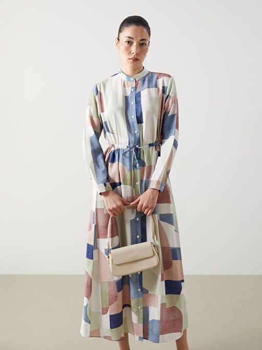 Hakim Yaka Desenli Kad?n G?mlek Elbise