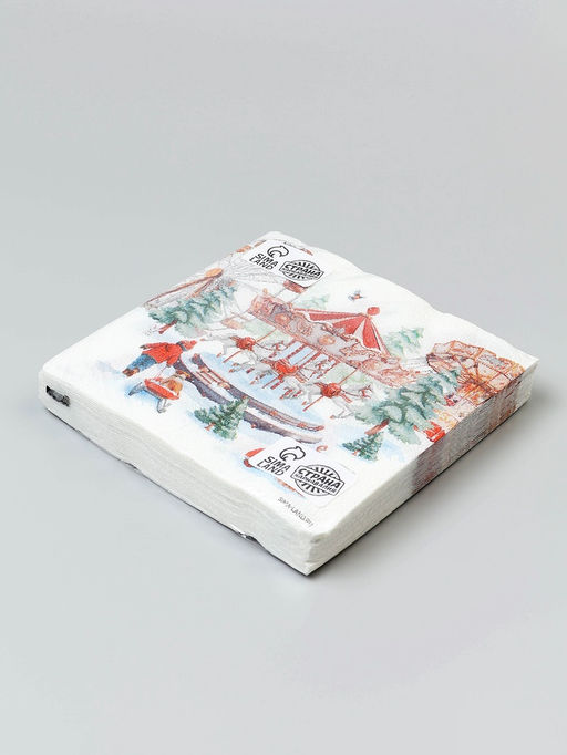 Цена за 3 шт. Салфетки бумажные двухслойные «Новогодние забавы», 33х33 см, 20 штук