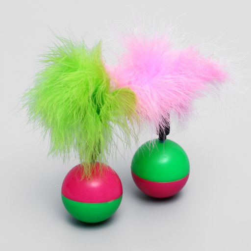 Игрушка-неваляшка для кошек с пухом, микс цветов - Пижон фото 5