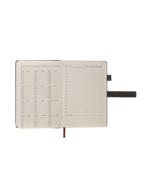 Ежедневник недатированный А5, с хлястиком, 80 листов, в линейку, пвх, черный - Simaland фото 8