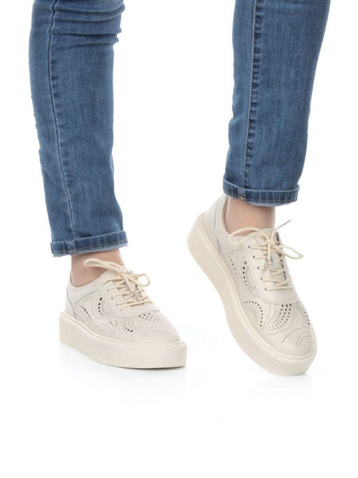 05-PDD166-1 BEIGE Кроссовки женские (натуральная кожа) - Фабричный китай фото 3