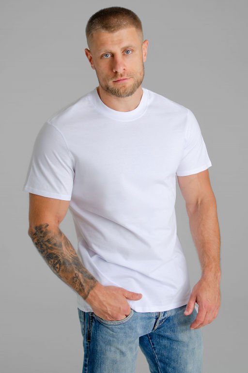 Арт. 67114/2 Футболка мужская однотонная с лайкрой 48-58 (6 шт) Цвет:белый