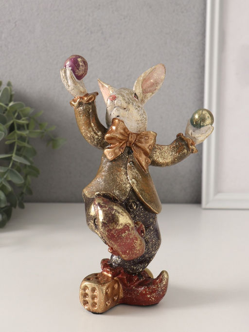 Фигурка полистоун «Цирковой кролик-жонглёр», 12.5×15×20 см