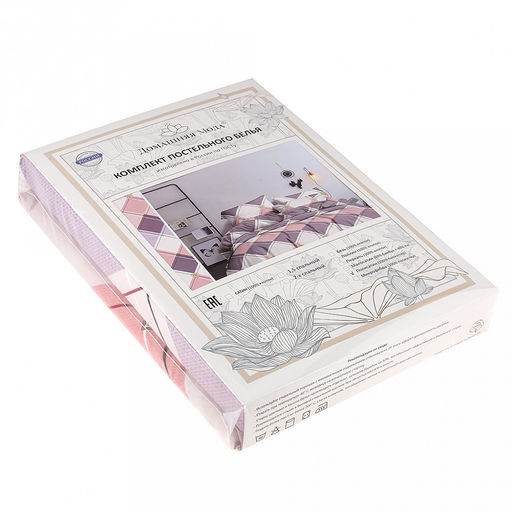 Постельное белье, комплект Евростандарт Феба 4 предмета: пододеяльник 200х215см, простыня 220х240см, 2 наволочки 70х70см с клапаном-запахом, полисатин Премиум 90г/м2, упаковка классическая ПВХ 34,5х41см, Домашняя мода (Россия)  фото 2