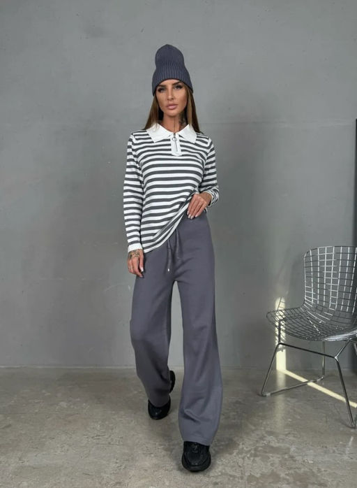 K13195 Костюм тройка: джемпер, брюки, шапка ГРАФИТ