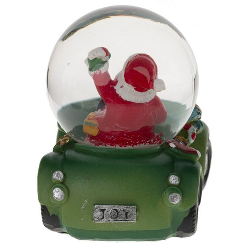 Фигурка декор в стекл шаре "Дед Мороз на машине", D 4.5 см, L7,5 W5 H7 см