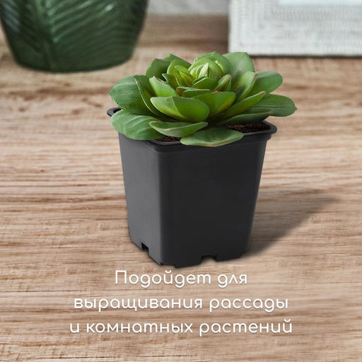 Цена за 36 шт. Горшок для рассады, 250 мл, 7×7×8 см, пластик, чёрный