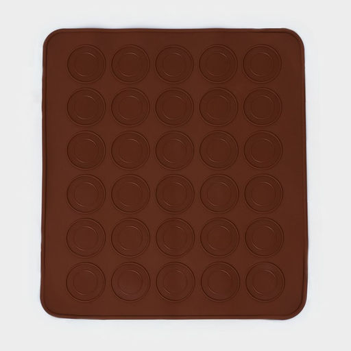 Коврик для выпечки макарун Доляна Ронд, силикон, 27?24.5 см, коричневый  фото 3