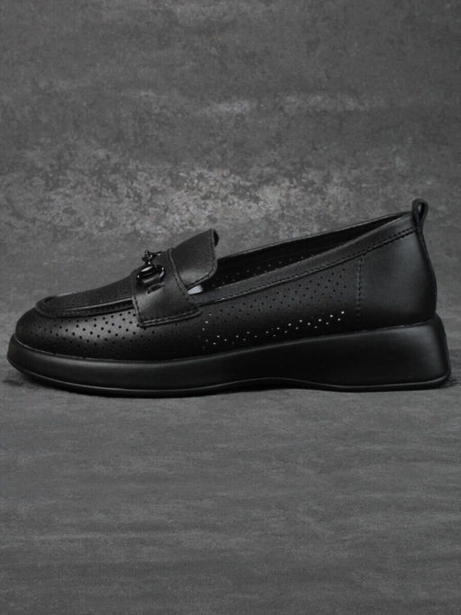 03-YD14-3D BLACK Лоферы женские (натуральная кожа)