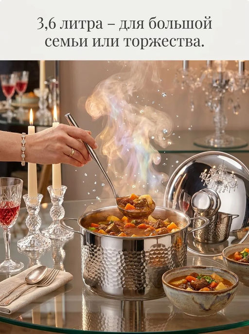 Кастрюля Luna 3,6 л, нерж. сталь (для всех типов плит) арт.111166 /MALLONY/  фото 7