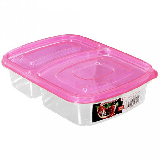 Контейнер для продуктов пластмассовый "Ланч-Бокс" 23,5х16х5,5см, 2 отделения, цвета микс (Россия)