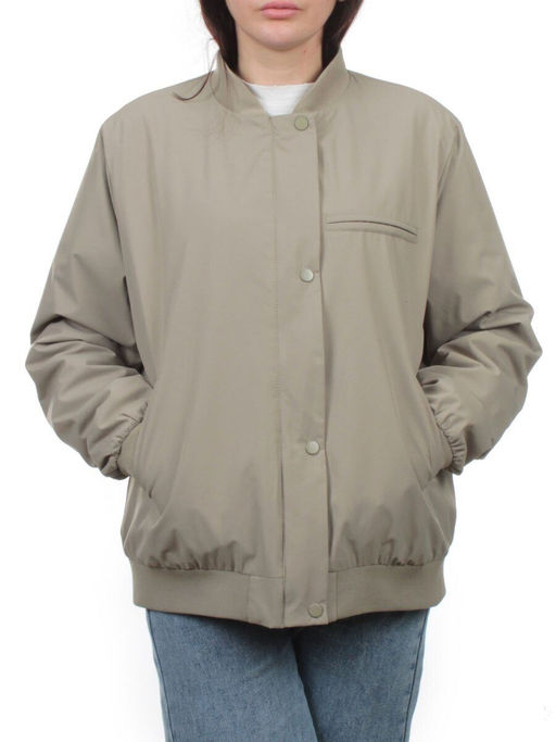 H24-608 GRAY/GREEN Куртка бомбер демисезонная женская (100 гр. синтепон) - Fashion фото 3