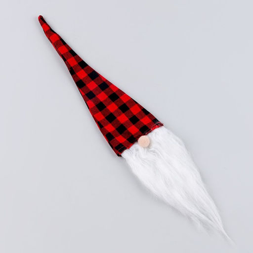 Новогодний чехол на бутылку Гном, в клетку, 45 см