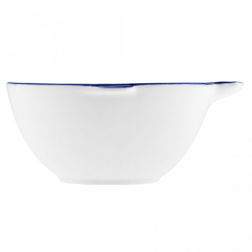 "Синий полосатик" Салатник фарфоровый 600мл, д14,2см, h7см, с ручкой хвостом и плавниками (длина 16,2см), отводка, белый (Китай)