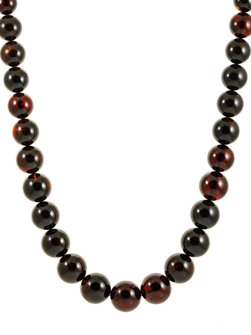 Бусы Шары из натурального формованного янтаря оттенка темной вишни