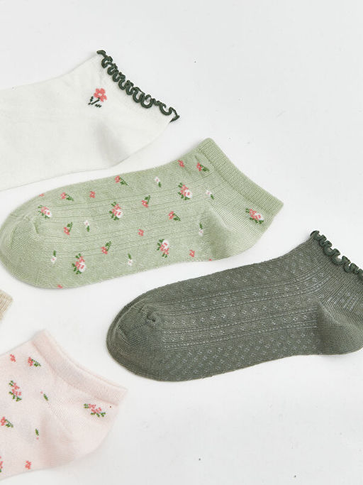 ?i?ekli Kad?n Patik ?orap 5li