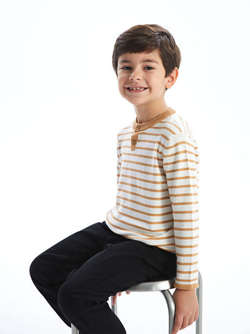 Bisiklet Yaka Uzun Kollu Erkek ?ocuk Triko Kazak