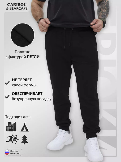 Брюки мужские Bearcape с начёсом ФЗ (чёрный)  фото 6