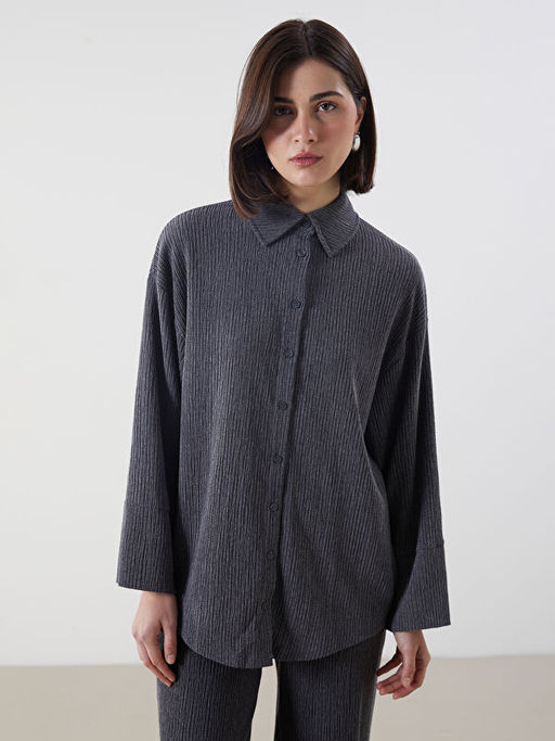 Dokulu Oversize Kad?n G?mlek Tunik