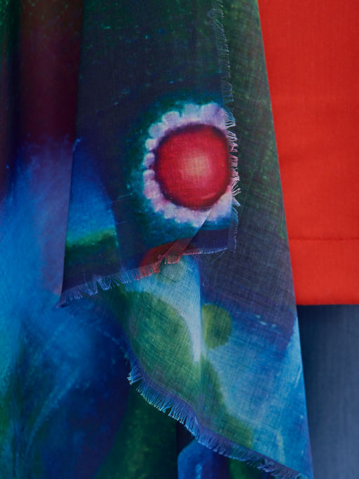 Большой, красивый двусторонний платок с рисунком в стиле арт-декои необычной текстурой ткани - Tantino фото 7