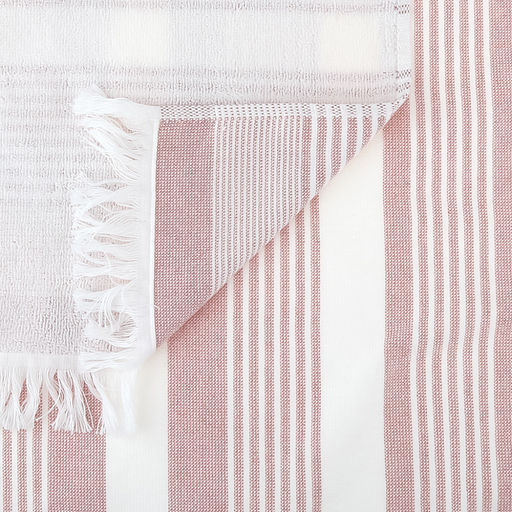 Полотенце махровое "Полосатый рейс" 50х90см, хлопок 100%, с бахромой, розовый (Китай)