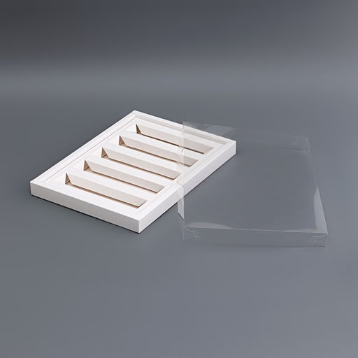 Коробка кондитерская складная для 5 мини - батончиков, белая, 27.5×20×2.3 см