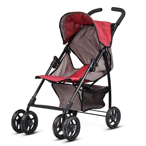 Коляска для кукол складная, с корзиной и козырьком, цвет серо-бордовая