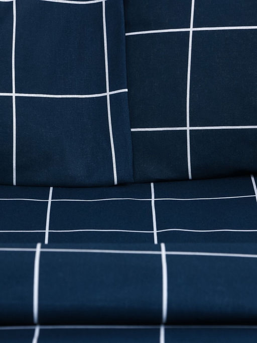 Постельное бельё Этель Дуэт Клетка, синее, 143?215-2 штуки, 220?240, 50?70-2 штуки, бязь, 125 г/м?  фото 5