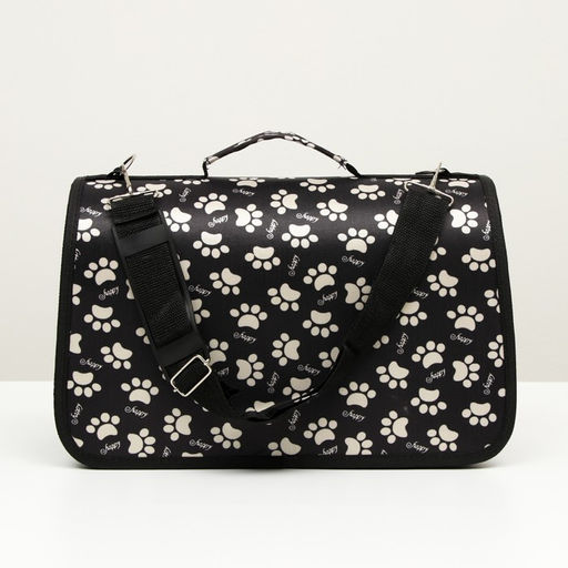 Сумка - переноска для животных Лапки Happy, каркасная, размер М, 40 х 21 х 27 см, чёрная - Пижон фото 3