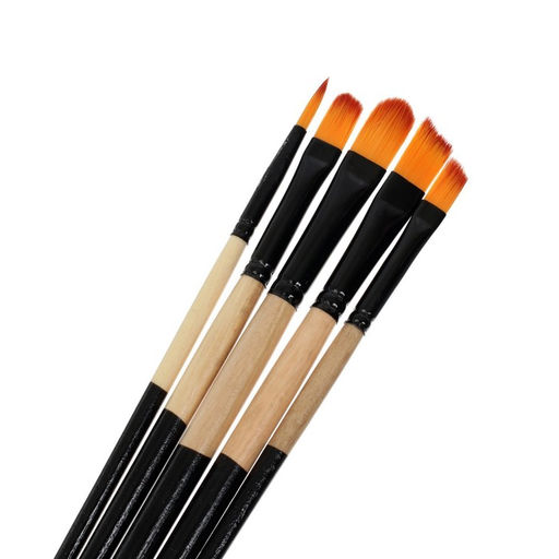 Набор кистей для рисования, нейлон, 5 штук: № 2, 4, 10, 12, 6, круглые, плоские, международный размер