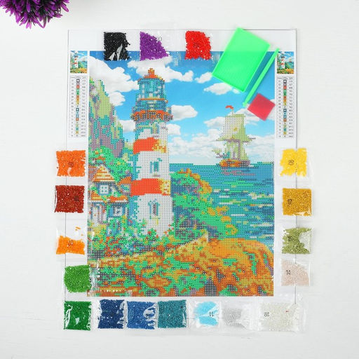 Алмазная мозаика с частичным заполнением «Маяк», 30×40 см, холст, ёмкость. Набор для творчества