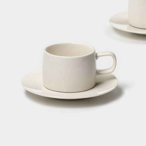 Набор фарфоровый кофейный Magistro Whitewarm, 4 предмета: чашка 250 мл, блюдце d=15,5 см фото 3