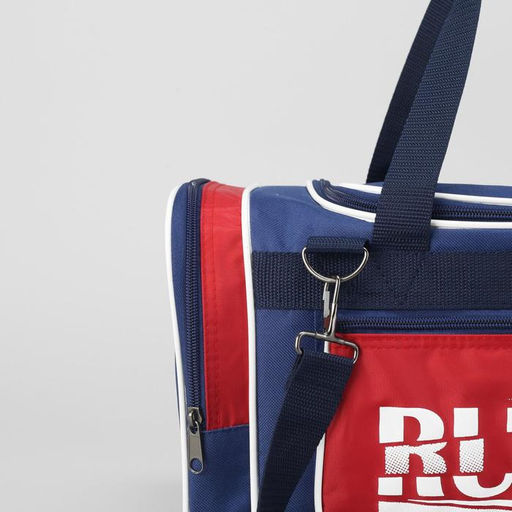 Сумка спортивная, 3 отдела на молниях, наружный карман, длинный ремень, средний размер, цвет синий/красный