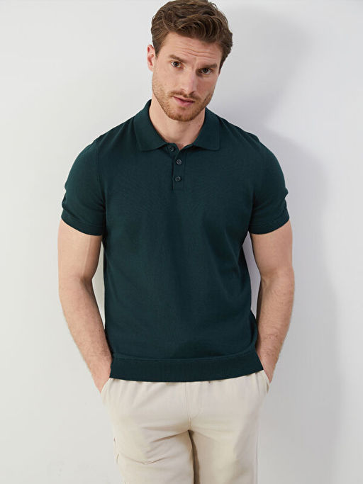 Polo Yaka K?sa Kollu Erkek Triko Kazak