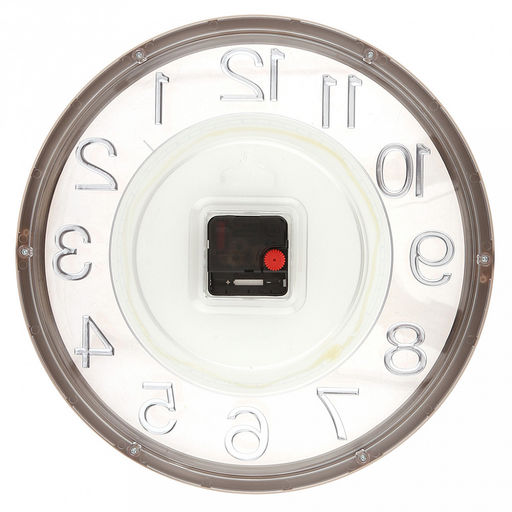 Часы настенные "Мираж" д35см, h5,2см, мягкий ход, циферблат "Вензель" белый/перламутровый; цифры арабские, розовое золото; корпус пластик, золотой/прозрачный; в коробке (Китай)