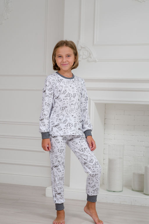 Пижама детская из интерлока Потешка котик темно серый - Амадэль фото 13