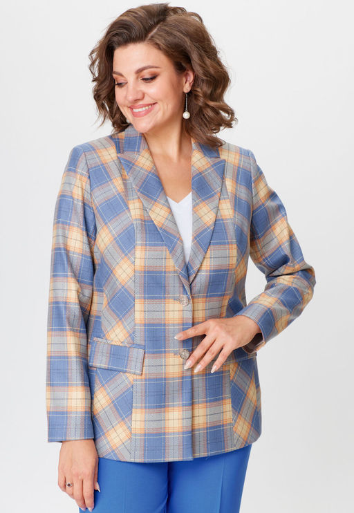 Жакет БелЭльСтиль 412 голубая клетка фото 6