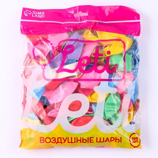 Воздушные шары латексные 10", металл, 100 шт., МИКС