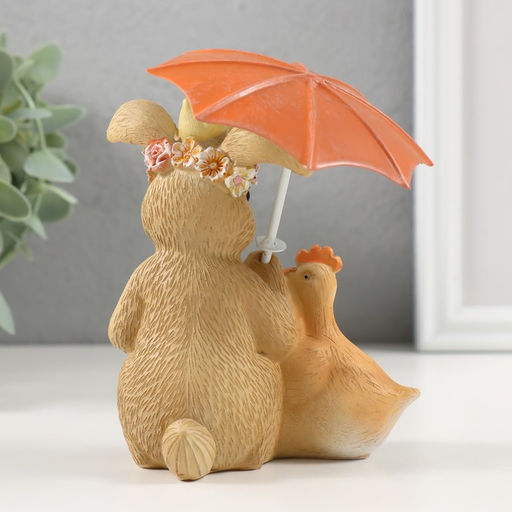 Фигурка полистоун Встреча на Пасху под зонтиком, 11?8.5?12.5 см