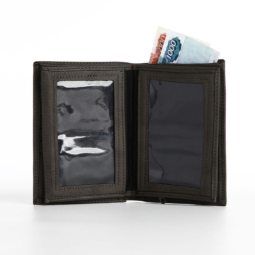 Портмоне мужское без застёжки, 3 в 1, отдел автодокументов, паспорта, карт, купюр, серое