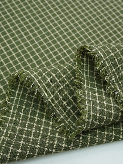 Пестрядь Средняя клетка на темном хаки, ш.1.45м, хлопок-95%, п/э-5%, 140гр/м.кв - Купава фото 4