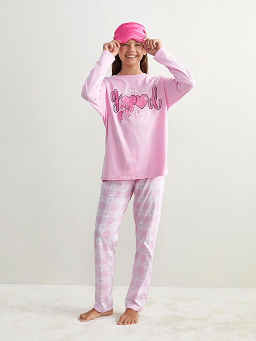 Bisiklet Yaka K?z ?ocuk Pijama Tak?m?