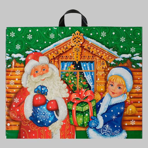 Цена за 25 шт. Новый год. Пакет "Новый Год у ворот", полиэтиленовый с петлевой ручкой, 71х55 см.