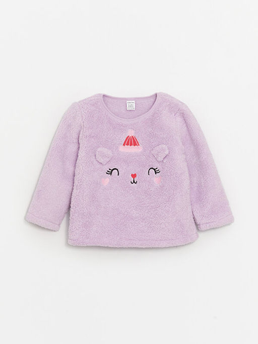 Bisiklet Yaka Uzun Kollu Nak??l? Pel?? K?z Bebek Pijama Tak?m?