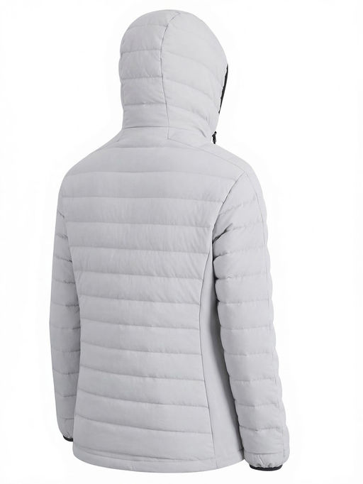 Куртка женская гибридная стёганая с капюшоном с графеновой подкладкой серого цвета 9622_1Sr
