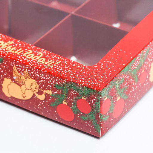 Цена за 5 шт. Коробка для конфет 4 шт. «Ангелок на Новый год» кондитерская упаковка, 12.5×12.5×3.5 см