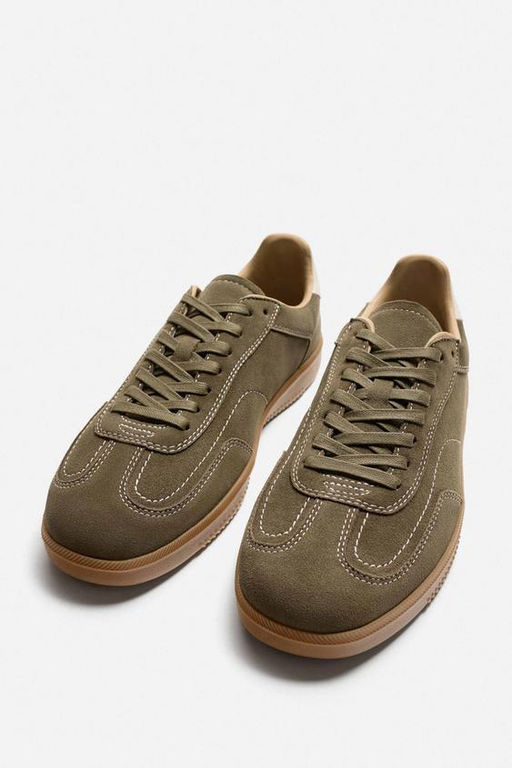 LEATHER TRAINERS WITH CONTRAST SOLE - Zara фото 11